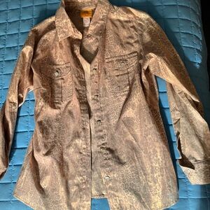 Ruby Rd. Women shiny Beige Animal Print Shirt